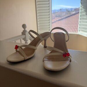 Ivory Sandals with Kitten Heel